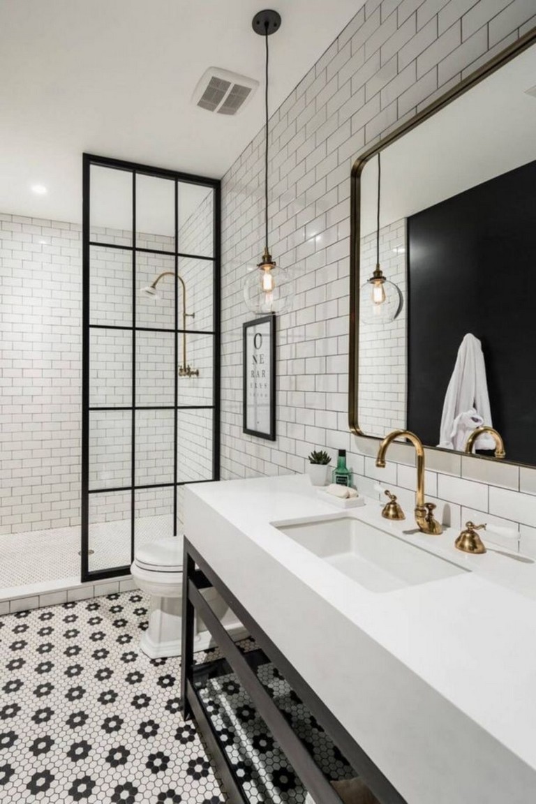 45 Best Stylish White Subway Tile Bathroom Ideas For Your Reference